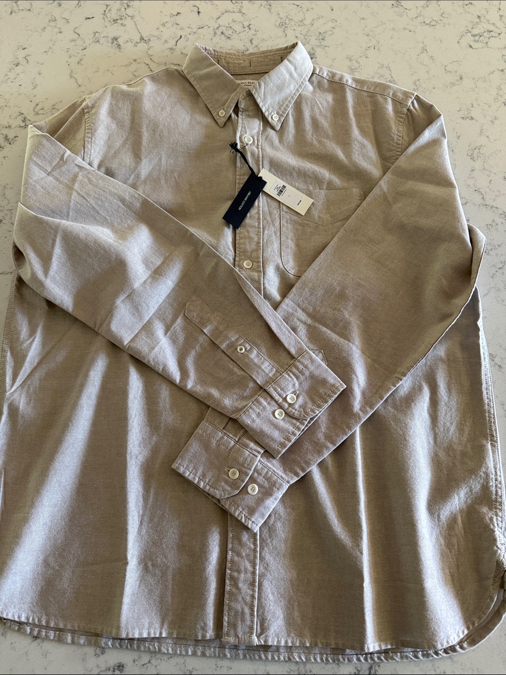 Banana Republic Men's Button-Down Shirt in Light Taupe